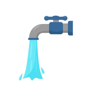 Faucet with water vector illustration in flat style isolated on white background