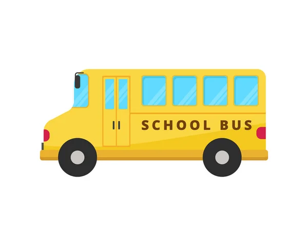 School Bus Vector Illustration Flat Style Isolated White Background — Vetor de Stock