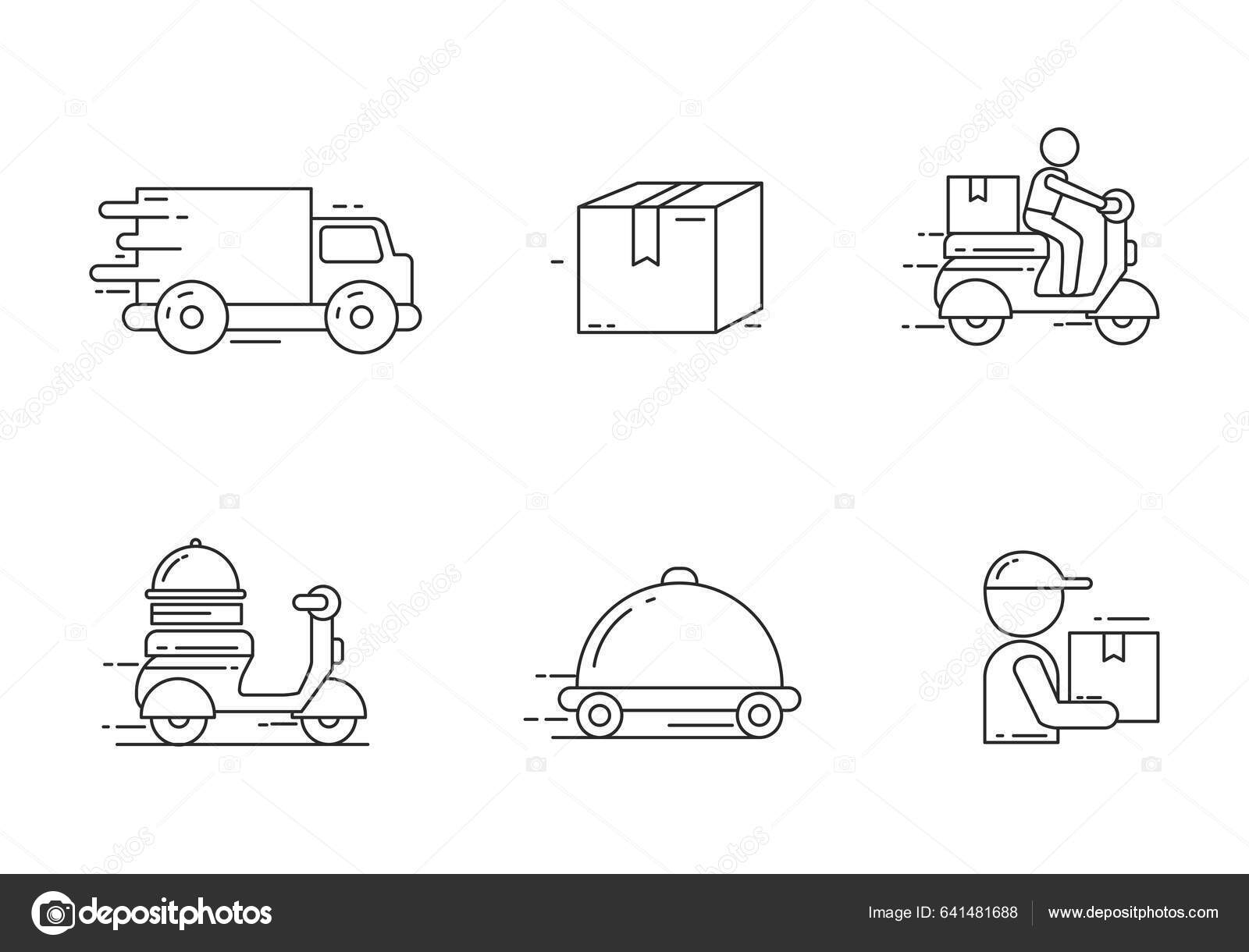 Set Delivery Service Concept Vector Illustration Isolated White Background Outline Stock Vector