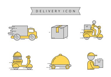 Set of delivery service concept vector illustration isolated on white background. Linear color style of delivery icons collection