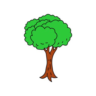 Tree vector illustration in colorful doodle style isolated on white background	