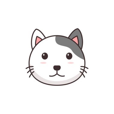 Cute cat face cartoon illustration isolated on white background	