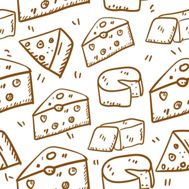 Cheese seamless pattern draw in doodle style suitable for background or wallpaper	