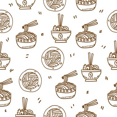 Noodle seamless pattern draw with doodle style suitable for background	