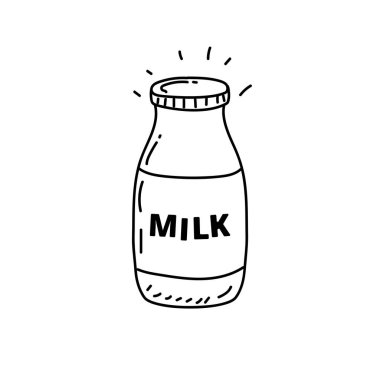 Bottle of milk vector draw in doodle style isolated on white background	