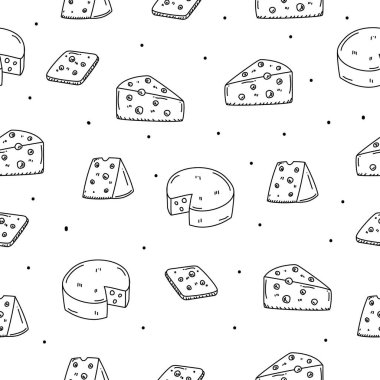 Cheese seamless pattern in cute doodle style suitable for background	