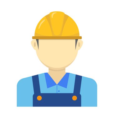 Construction worker avatar icon in flat design isolated on white background	