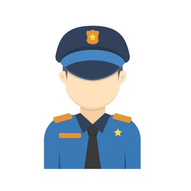 Policeman avatar vector with flat design isolated on white background. Policeman icon with colorful design