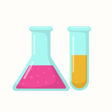 Erlenmeyer flask vector isolated on white with flat design suitable for chemistry icon or illustration	