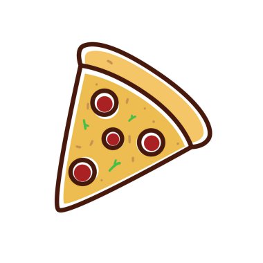 Pizza vector illustration in colorful doodle style isolated on white background