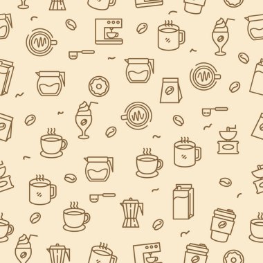 Seamless coffee pattern in doodle style suitable for background	