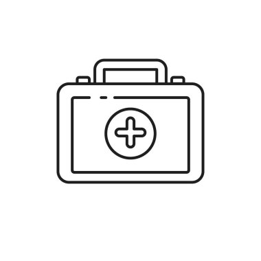 First aid kit vector in simple line design isolated on white background. First aid icon	