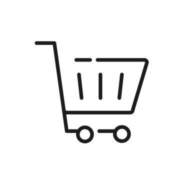 Shopping cart vector illustration in simple line design isolated on white background. Shopping icon	