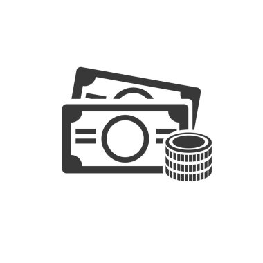 Money vector illustration in simple black design isolated on white background. Finance icon in glyph style