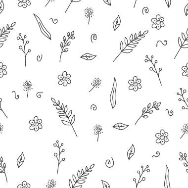 Floral doodle seamless pattern in cute hand drawn style suitable for background