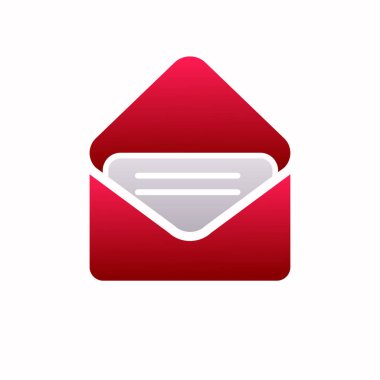 Open mail icon in red and grey color isolated on white background	