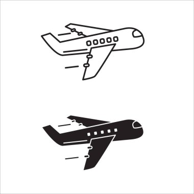 Airplane icon in linear and glyph style isolated on white background	