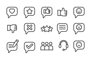 Set of feedback icons in linear style isolated on white background