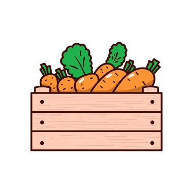 Box of carrot vector illustration in cartoon style isolated on white background