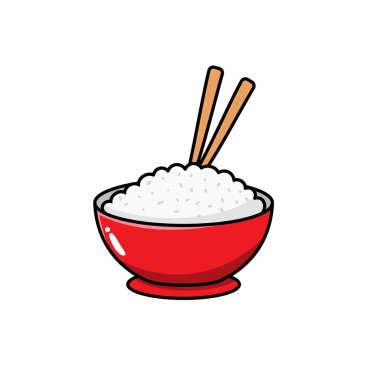 Bowl of rice vector illustration in cartoon style isolated on white background
