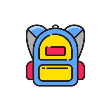 Beyaz arkaplanda izole edilmiş renkli bir okul çantası simgesi