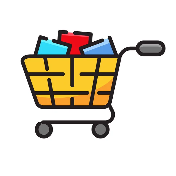 Cart Icon Colorful Style Isolated White Background — Stock Vector