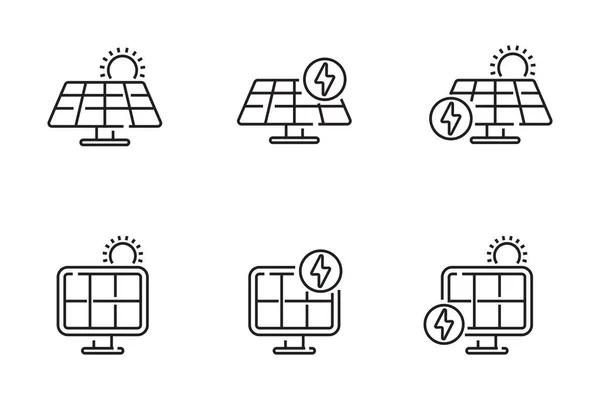 Beyaz arkaplanda izole edilmiş bir dizi güneş paneli simgesi