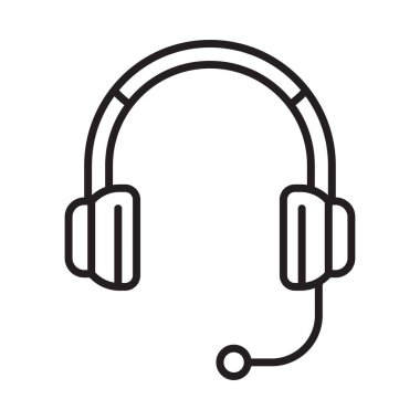 Beyaz arkaplanda doğrusal olarak tek bir kulaklık simgesi