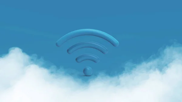 Ícone Wifi Isolado Fundo Azul Renderização — Fotografia de Stock