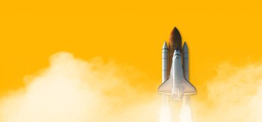 Space Shuttle isolated on yellow background. Elements of this image furnished by NASA.