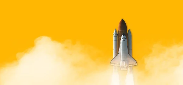 Space Shuttle Isolated Yellow Background Elements Image Furnished Nasa Royaltyfria Stockbilder