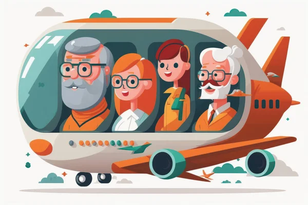 Families who spend time traveling together. Illustration.