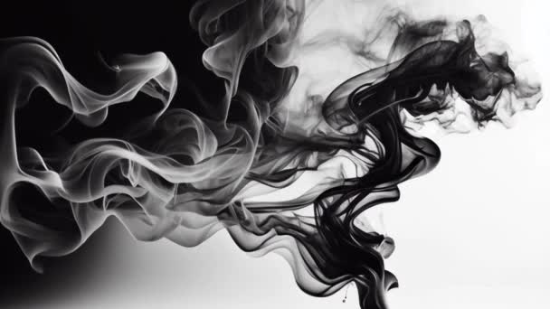 Μαύρος Καπνός Απομονωμένος Λευκό Φόντο Κίνηση — Αρχείο Βίντεο