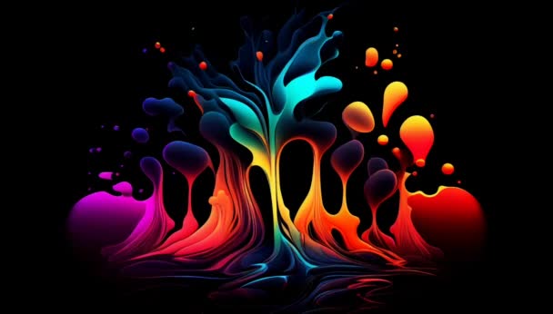 Абстрактная Красочная Градиентная Жидкость Растет Темноте Иллюстрация — стоковое видео