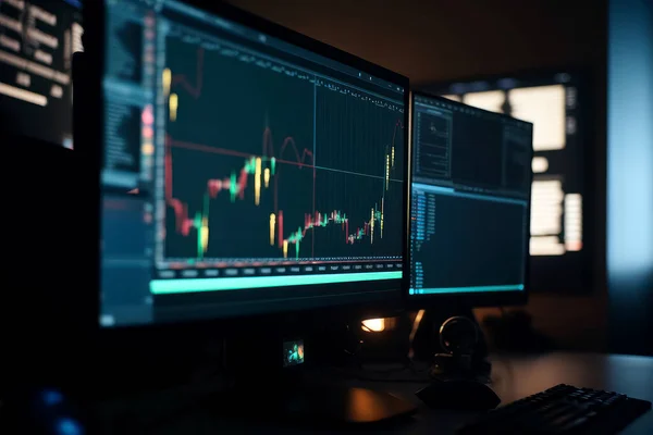 Bitcoin Stock trading on monitor screen.