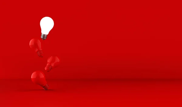 Light Bulbs Red Background Idea Concept Illustration Stock Photo