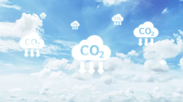 Den Klarblå Himlen Och Co2 Molnikonen Klimatförändringskoncept — Stockfoto