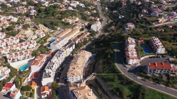 Beautiful Aerial Views Tourist Town Carvoeiro Traditional Portuguese Houses Tourists — Stock Video