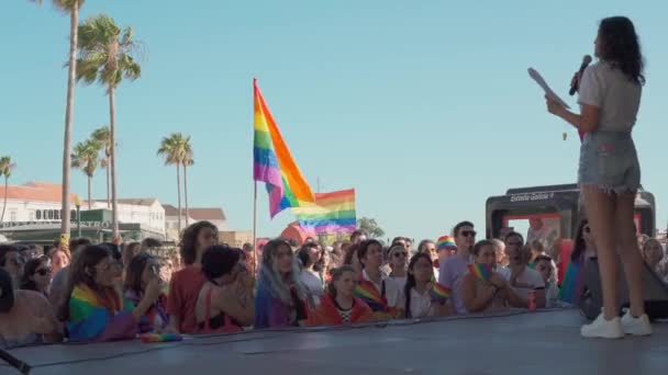 Parada Orgulho Lgbt Apoio Pessoas Orientação Não Tradicional Bandeiras Pessoas — Vídeo de Stock