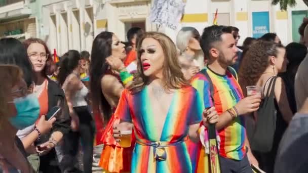 Lgbt Pride Parade Support People Non Traditional Orientation Cheerful People — Stock Video
