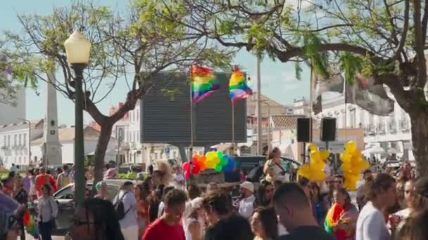 Desfile Orgulho Lgbt Apoio Pessoas Orientação Não Tradicional Bandeiras Pessoas — Vídeo de Stock