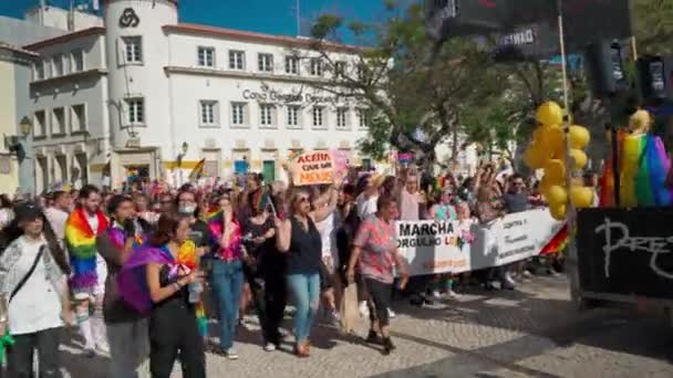 Lgbt Pride Parade Support People Non Traditional Orientation Cheerful People — Stock Video