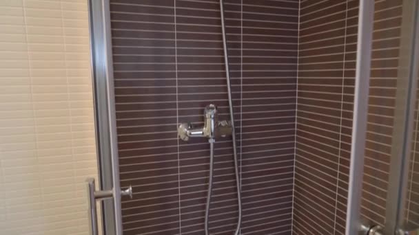Chuveiro Vidro Moderno Banheiro Imagens Alta Qualidade — Vídeo de Stock