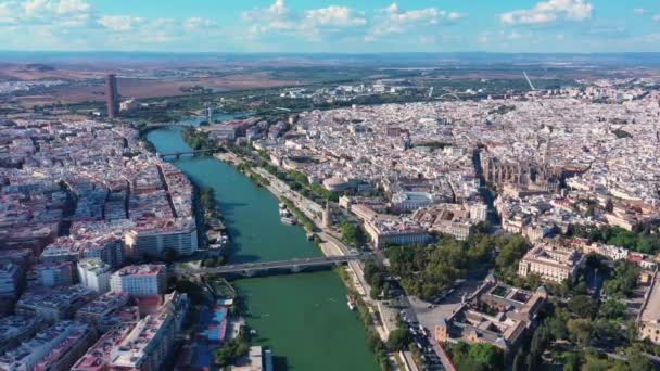 Luftaufnahme Einer Alten Historischen Europäischen Stadt Sevilla Spanien Sommer Einem — Stockvideo