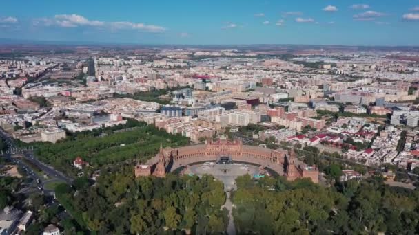 Letecký Snímek Starého Historického Evropského Města Seville Španělsku Létě Slunečného — Stock video