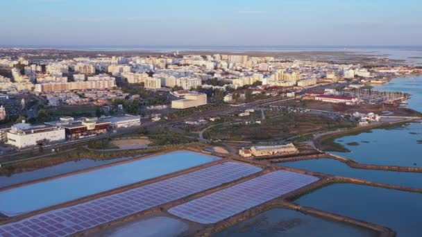 Beautiful Aerial Views Ria Formosa Portuguese Southern Town Faro Salt — Stok video