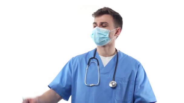 Nurse Doctor Chemist Stethoscope Mask Points Syringe Vaccine Injections World — 비디오
