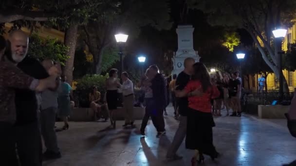 Las Calles Sevilla España Imparten Clases Baile Tango Parque Para — Vídeo de stock