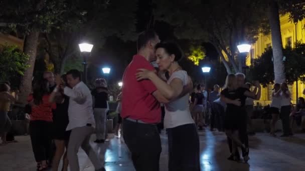 Ulicach Sewilli Hiszpanii Odbywają Się Lekcje Tańca Tanga Parku Dla — Wideo stockowe