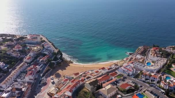 Beautiful Aerial Views Seaside Tourist Town Carvoeiro Cliff Beaches Traditional — 图库视频影像